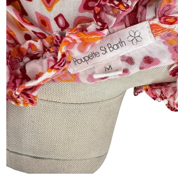 Poupette St Barth Clara Mini Dress Red Chagal Print‎ Orange Pink Size Medium - Picture 11 of 13